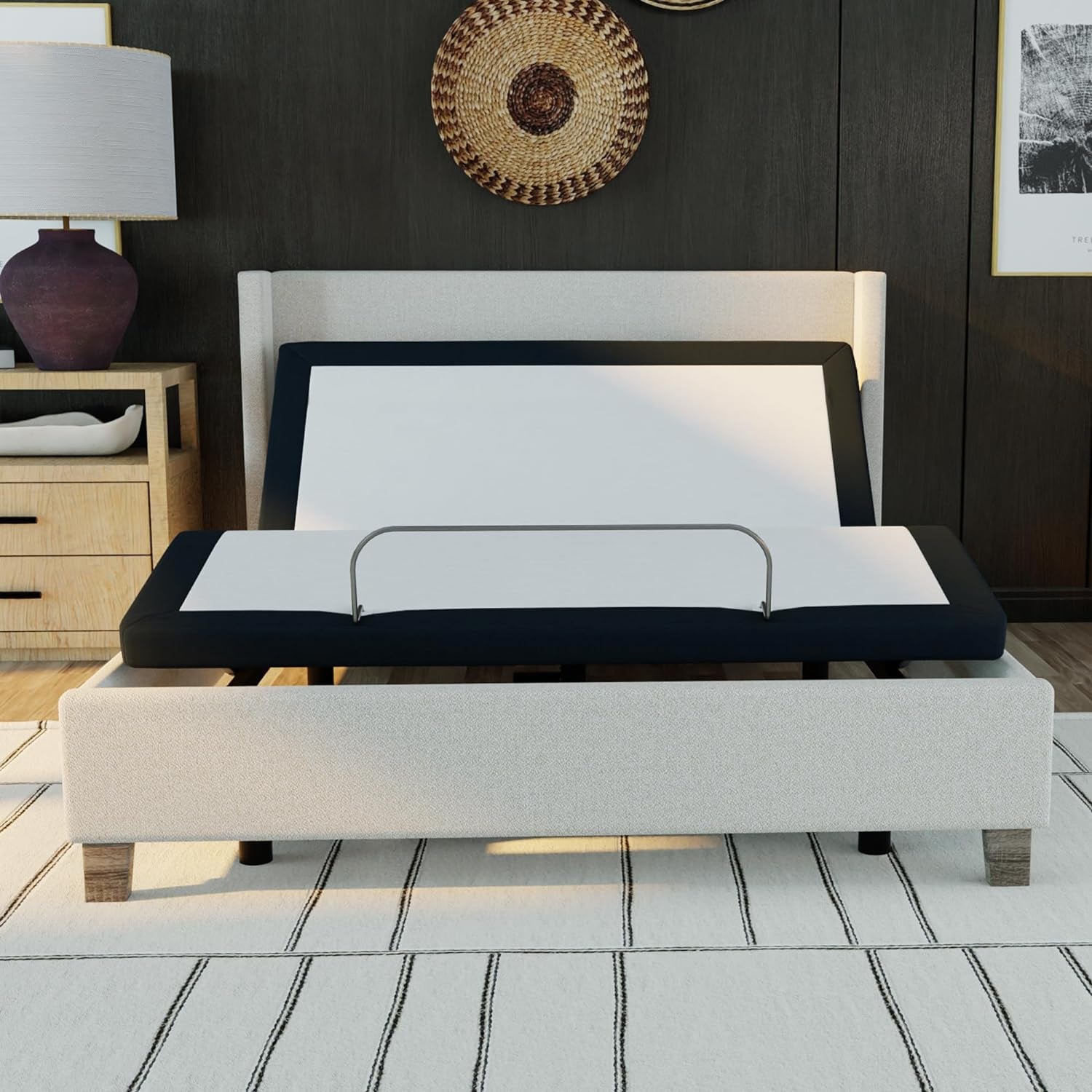King Adjustable Bed Base Frame with Head and Foot Incline, Wireless Remote Control, Easy Assembly, and 10 Year Warranty