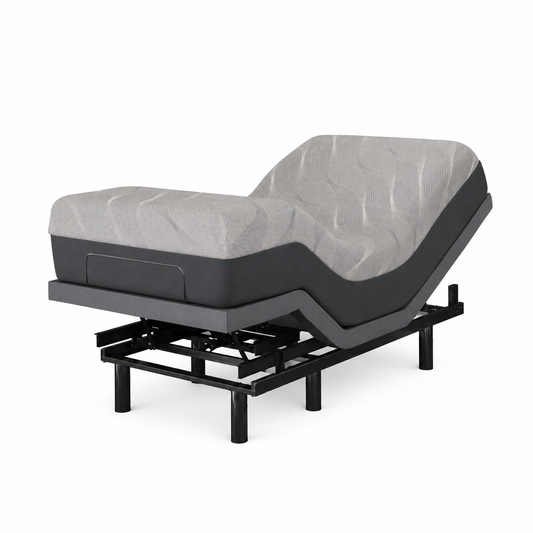 Classic Adjustable Bed Base, Head and Foot Lift, Massage, Under-Bed Lights, USB, Gel Memory, Zero Gravity Smart Frame - Twin XL + 14 Inch Hybrid Spring Matt (Medium Soft)