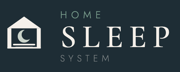 Logo for Home Sleep System with a moon icon on a dark background