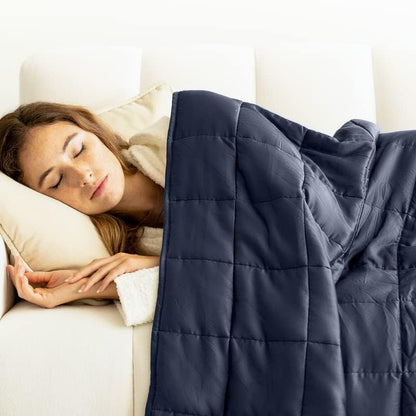 Cooling Weighted Blankets for Adults - 100% Lyocell Rayon Soft Blanket Back to School Dorm Room Essentials - Travel Relaxation Gifts [20 Lbs Queen 60" X 80"] [Indigo] - Imported