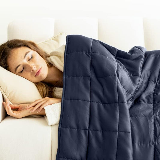 Cooling Weighted Blankets for Adults - 100% Lyocell Rayon Soft Blanket Back to School Dorm Room Essentials - Travel Relaxation Gifts [20 Lbs Queen 60" X 80"] [Indigo] - Imported