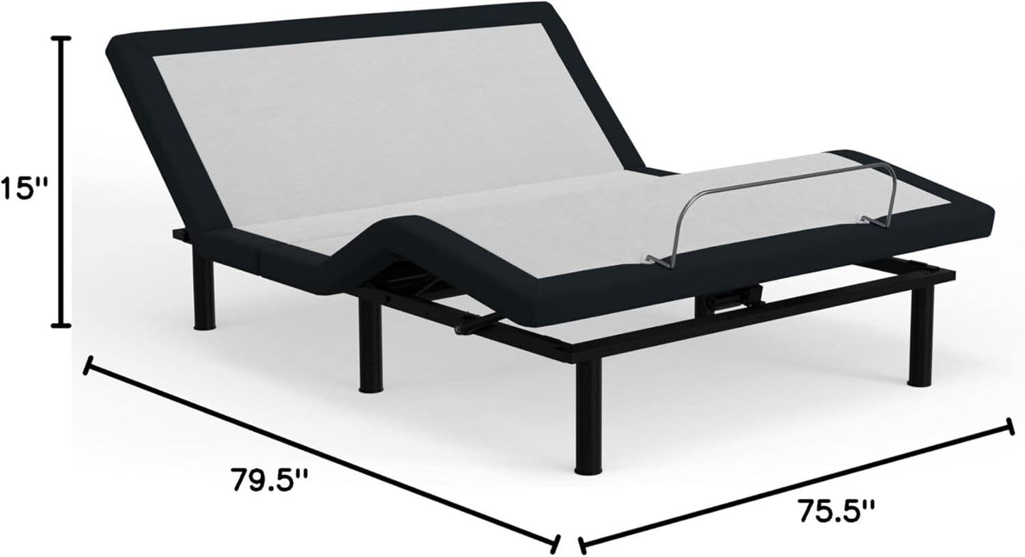 King Adjustable Bed Base Frame with Head and Foot Incline, Wireless Remote Control, Easy Assembly, and 10 Year Warranty
